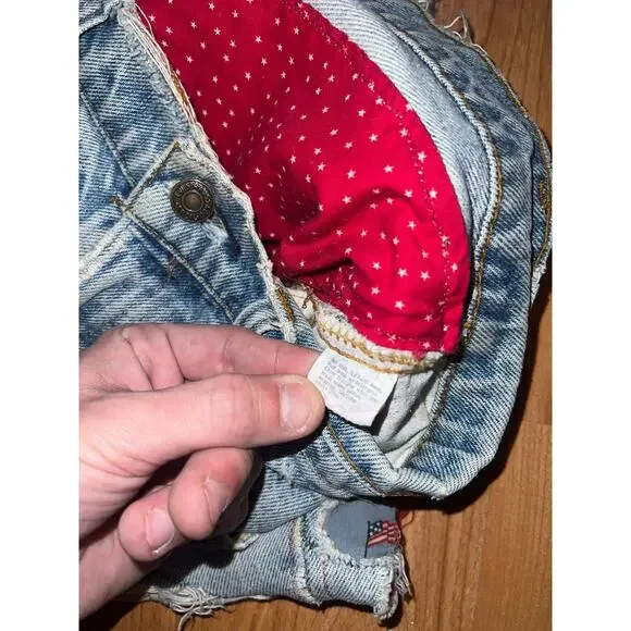 Womens Vintage Levi Jorts Patched Distressed Cutoff Shorts VTG Women Large - Picture 8 of 13